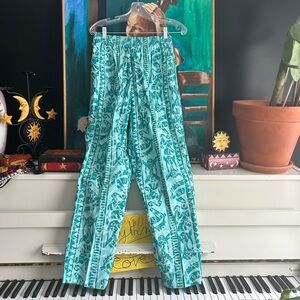 Vibrant Teal Patterned Trousers